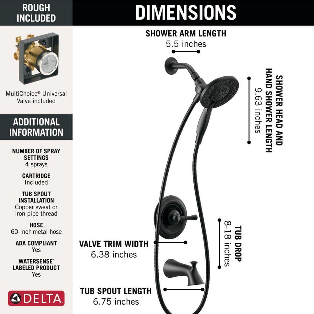 Matte Black Dual-Function Handheld Multi-Head Shower Faucet