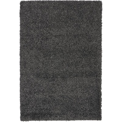 Malibu Shag Dark Grey 4 ft. x 6 ft. Shag Modern Area Rug