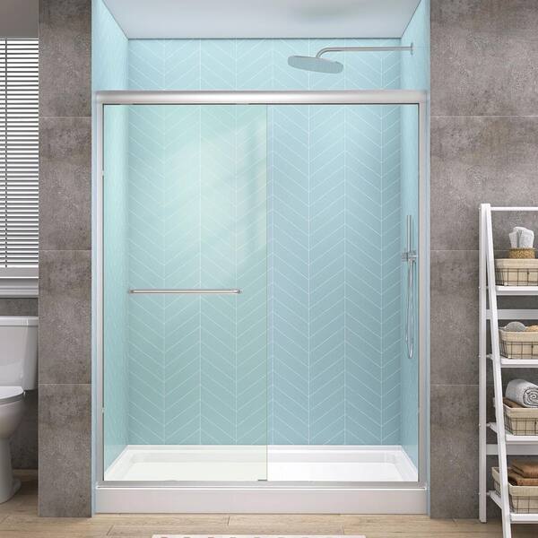 Getpro 50 in.-54 in. W x 72 in. H Double Sliding Framed Alcove Bypass Shower Door in Brushed Nickel with 1/4 in. Clear Glass
