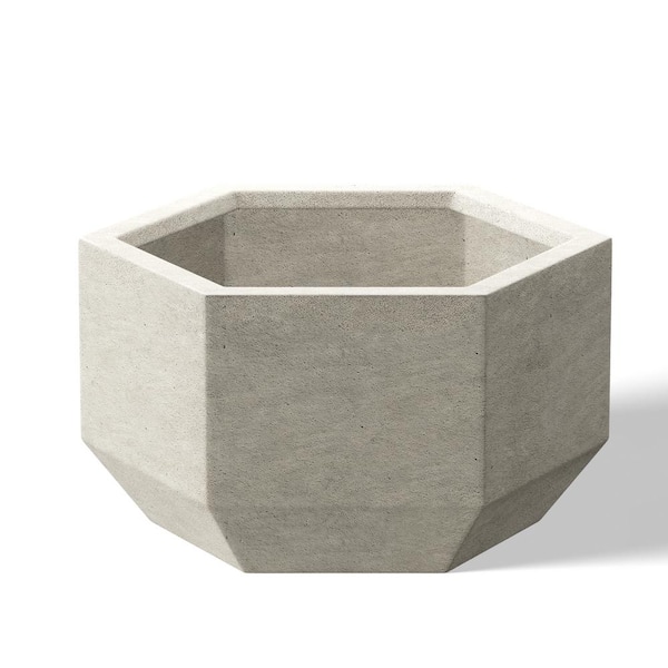 Lightweight 8 in. H Large Light Gray Geometric Concrete Plant Pot/Planter for Indoor and Outdoor
