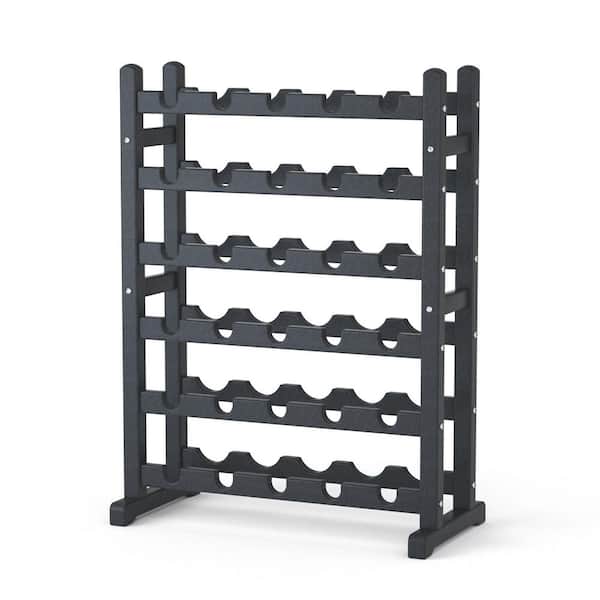Tileon 30-Bottle Iron Grey Wine Rack HDPE Freestanding