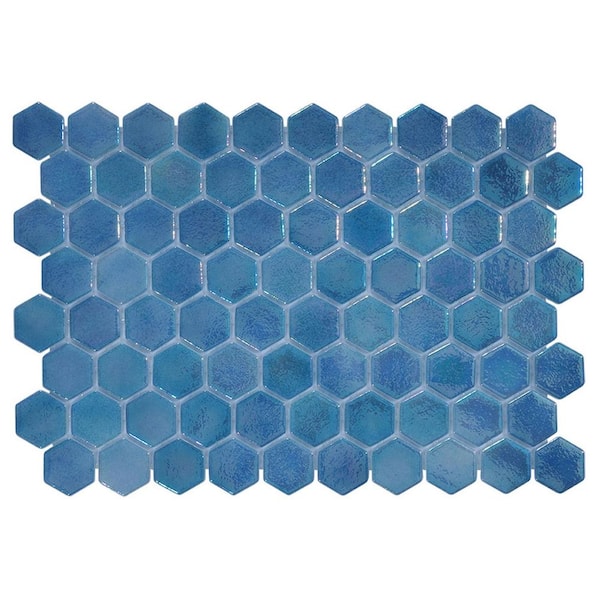 6 in. x 6 in. Glass Tile Love Unconditional Blue Glossy Glass Wall and Floor Tile 0.25 sq. ft. Sample