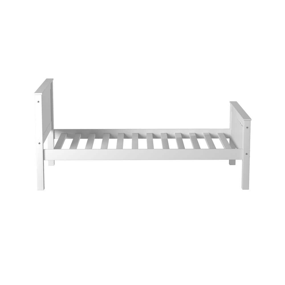 Harmony White Twin Pine Wood Bed with Drawers