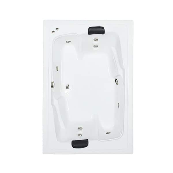 Comfortflo 72 in. x 54 in. Acrylic Rectangular Alcove Whirlpool Bathtub with Center Drain in Biscuit