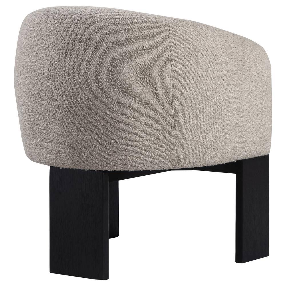 Beige Boucle Upholstered Barrel Back Accent Chair
