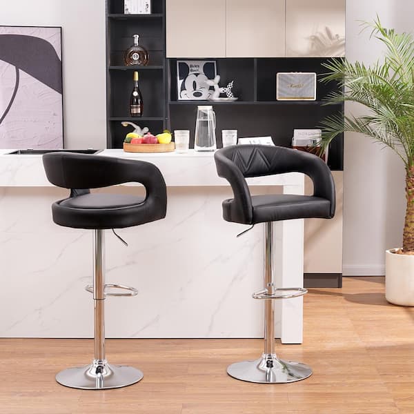 Set newest of 2 Adjustable PU Leather Bar Stool