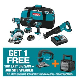 18V LXT Lithium-Ion Cordless Combo Kit (5-Tool) w/bonus 18V LXT Jigsaw 18V LXT/12V max CXT Bluetooth Job Site Speaker