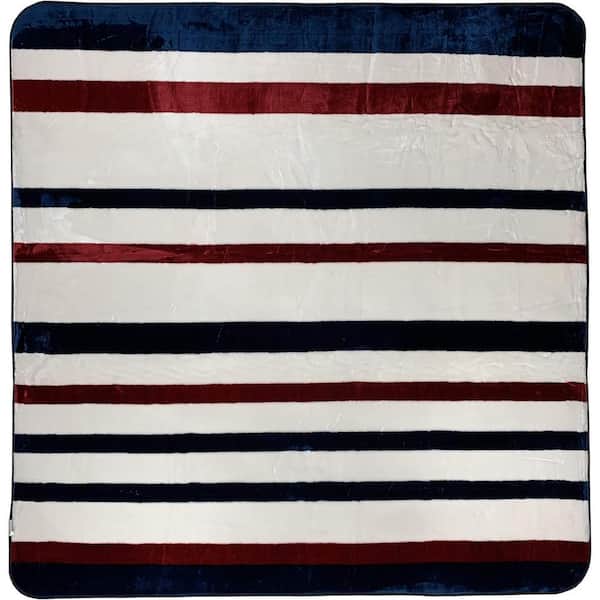 Blanket Series Stripes Navy 6 ft. x 6 ft. Contemporary Rectangular Area Rug
