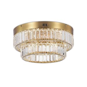 Stella Collection 15.74 in. W X 7.48 in. H Double Tier LED Flush Mount Brushed Brass