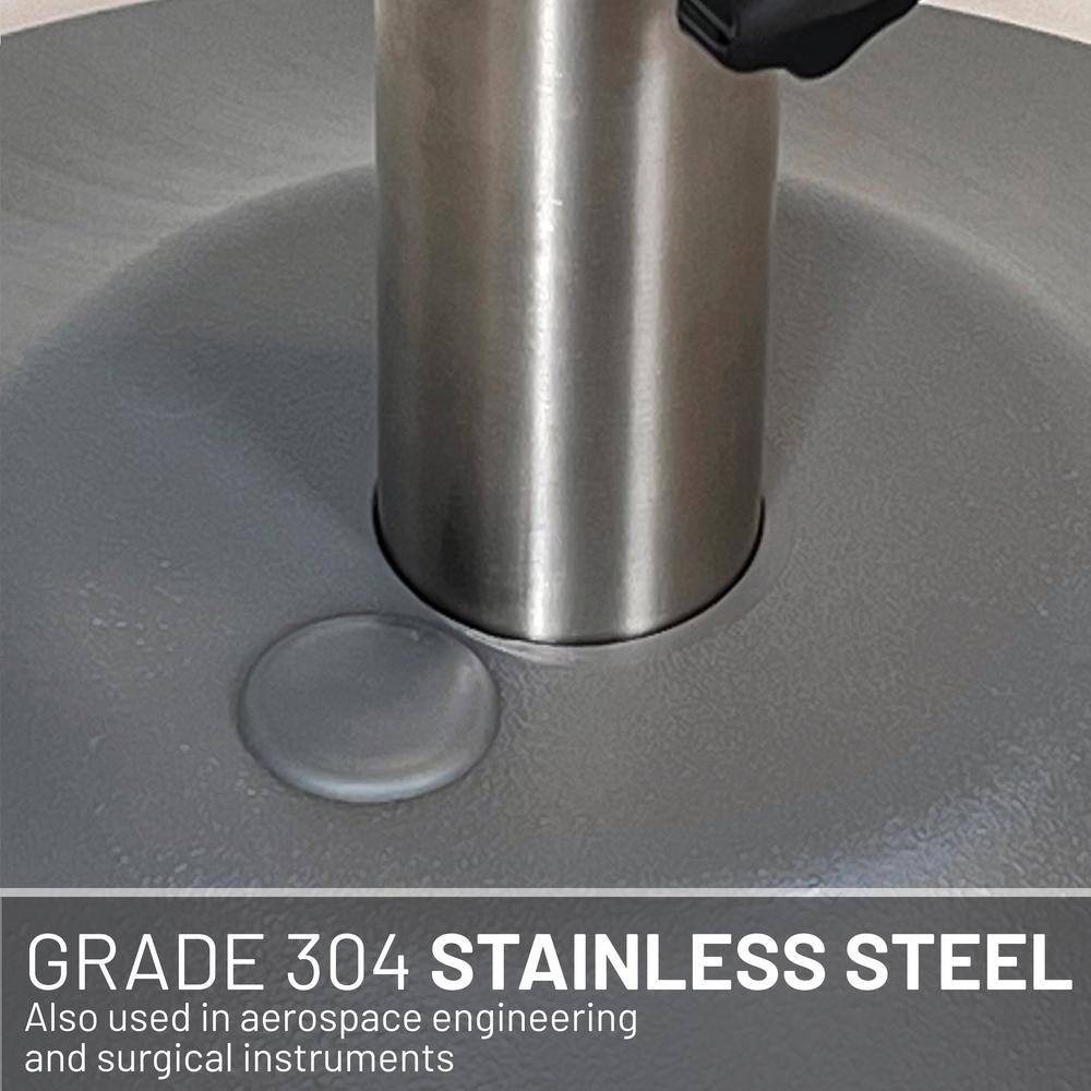 Gray Concrete Wheeled Patio Umbrella Base with Stainless Steel Stem