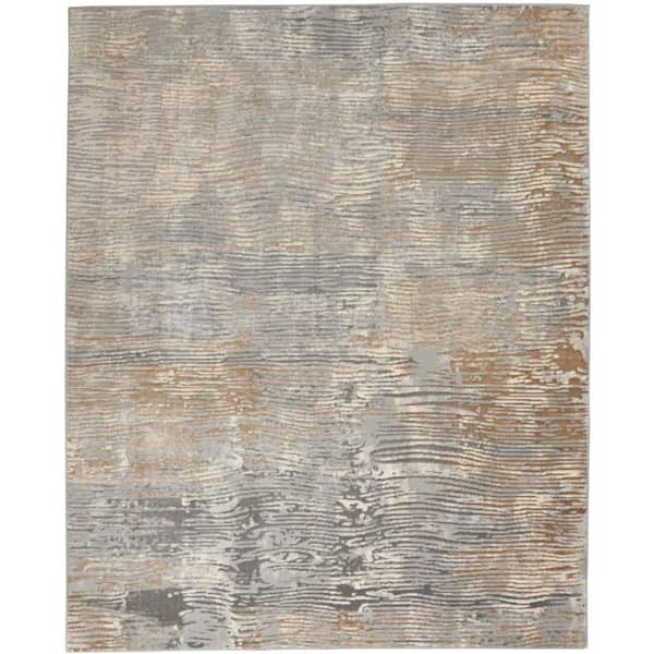 Nourison Solace Grey/Beige 8 ft. x 10 ft. Abstract Contemporary Area Rug