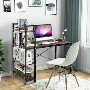 24 in. Rectangular Brown Computer Desk with Solid Wood Material