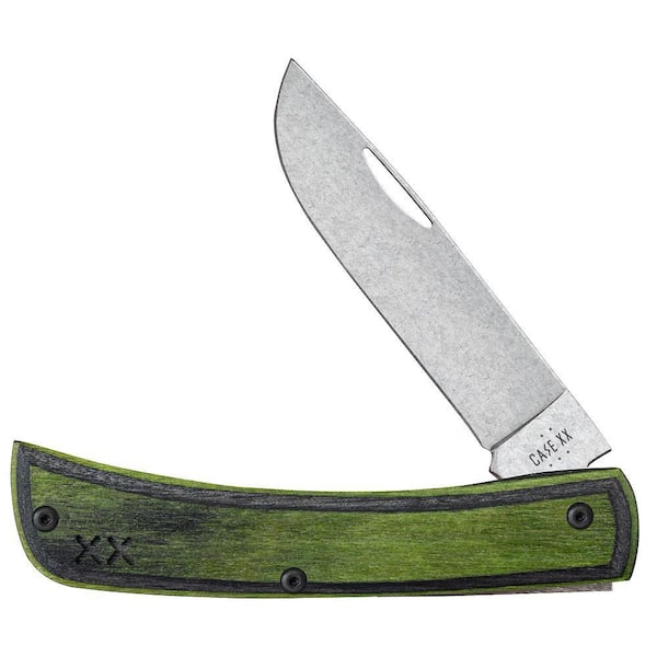 Crossroads Series Green/Black Laminate Wood Pocket Knife