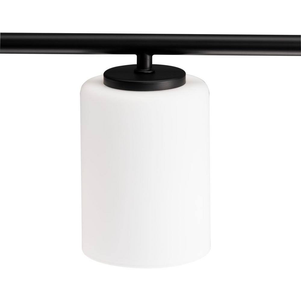 Textured Black Six-Light Bath Vanity with Etched Glass Shades
