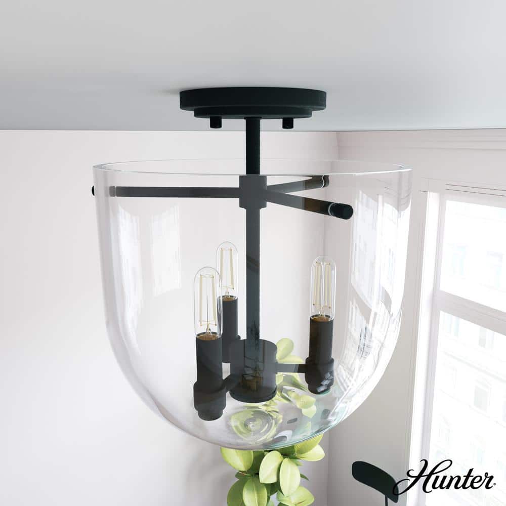 Sacha 11 in. 3 Light Natural Iron Semi Flush Mount Bedroom Light price history on PriceWatchPro