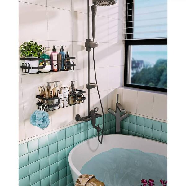 Dyiom Suction Cup Shower Caddy Bath Wall Shelf, Deep Bathroom