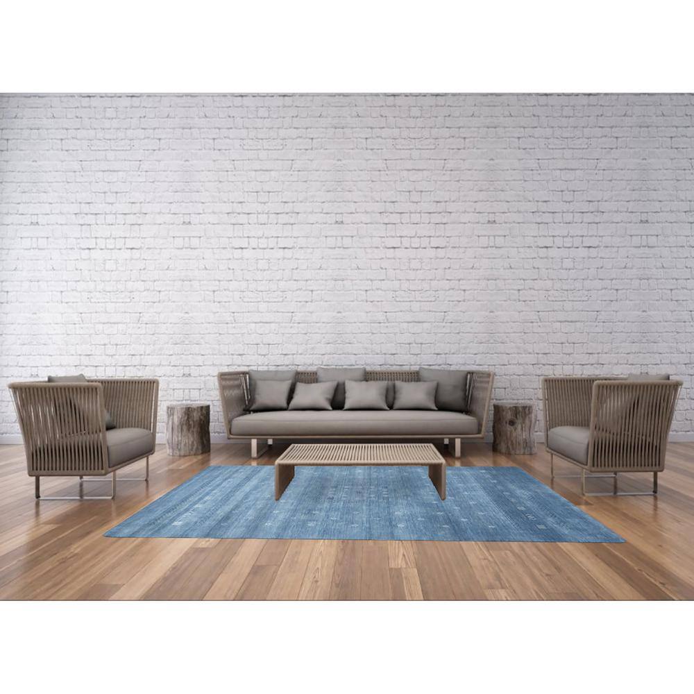 Sapphire Geometric Hand-Knotted Wool Rug - 6' x 9'