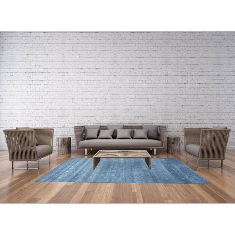 Sapphire Geometric Hand-Knotted Wool Rug 9' x 12'