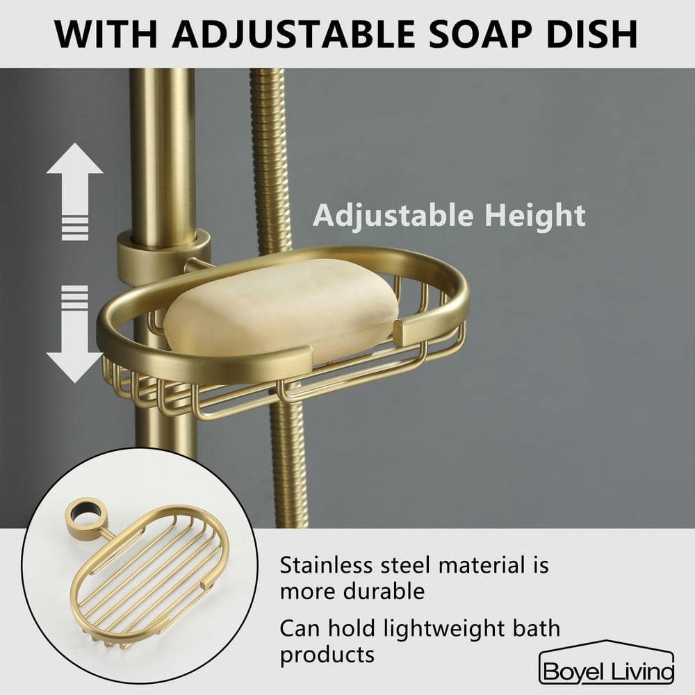Brushed Gold Large Dual Round Wall Mounted Shower System