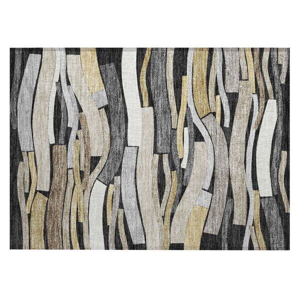Chantille Machine Washable Indoor/Outdoor Abstract ACN2776 Black 2 ft. x 3 ft. Accent Rug