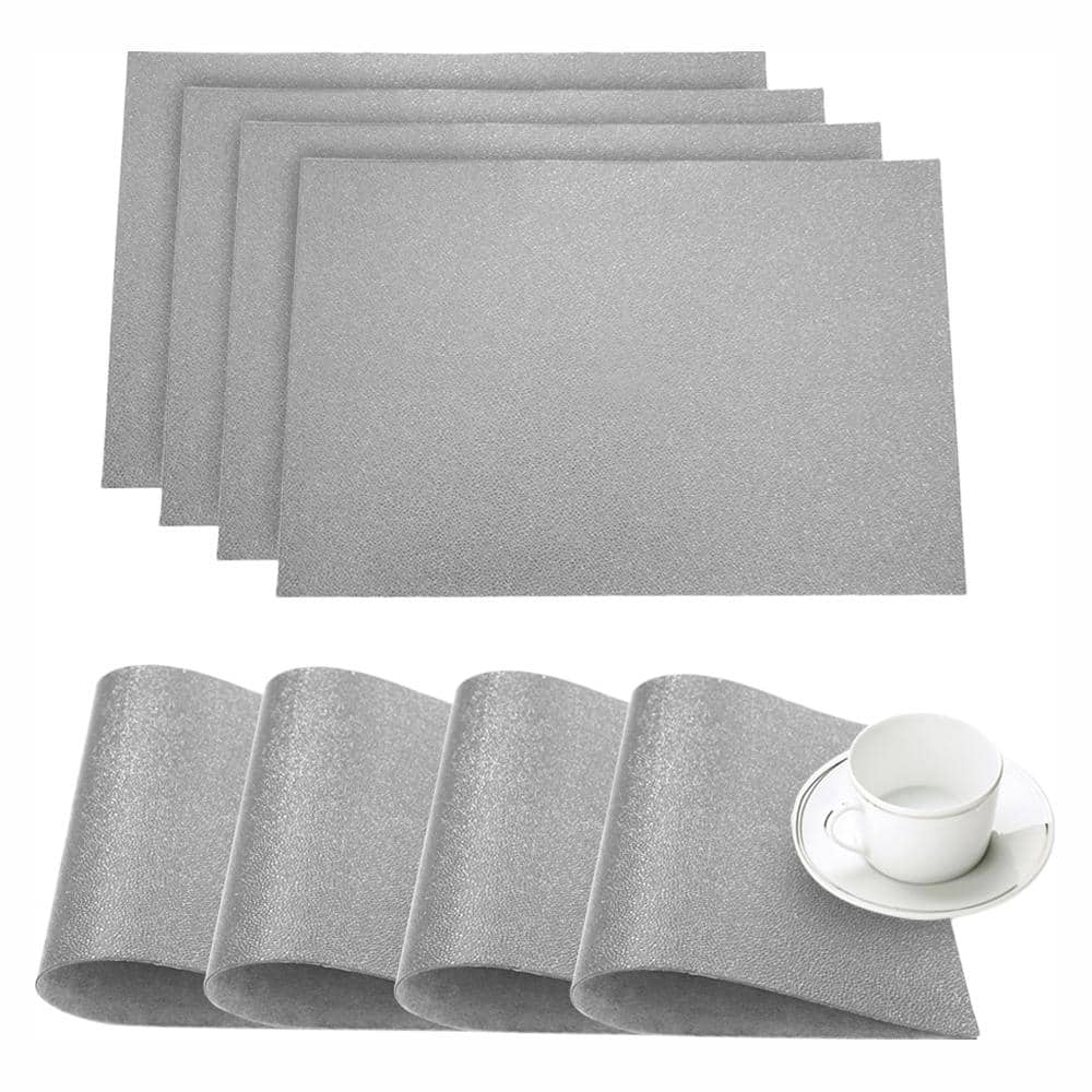 Dainty Home Pebble Silver Faux Leather Placemat (Set of 4) 4PEPMSI