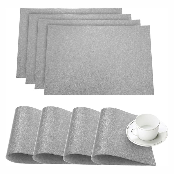Dainty Home Pebble Silver Faux Leather, Faux Leather Placemat