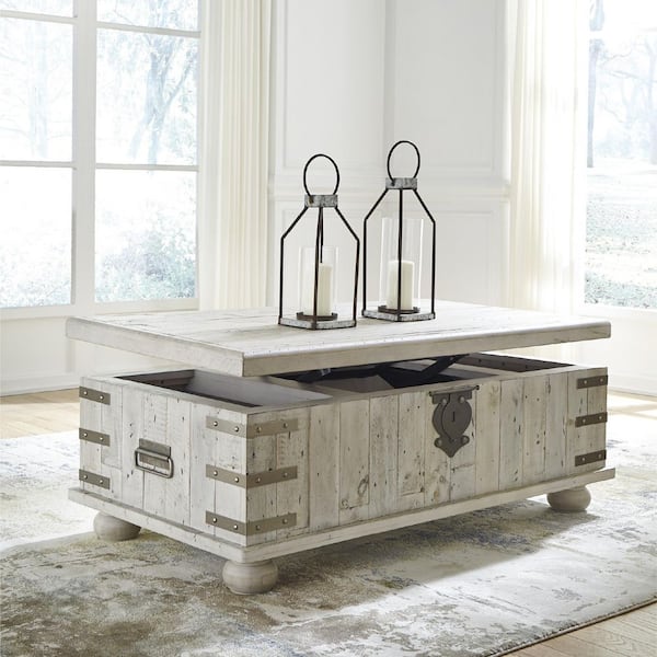 Carynhurst 52 in. Gray Rectangle Wood Coffee Table with Lift Top