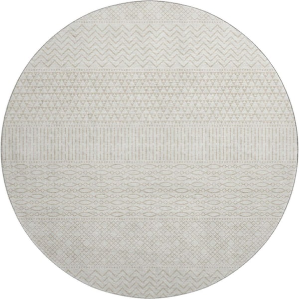 Addison Rugs Mayfield Premium Machine Washable Abstract AMF939 Ivory 8 ft. x 8 ft. Round Rug
