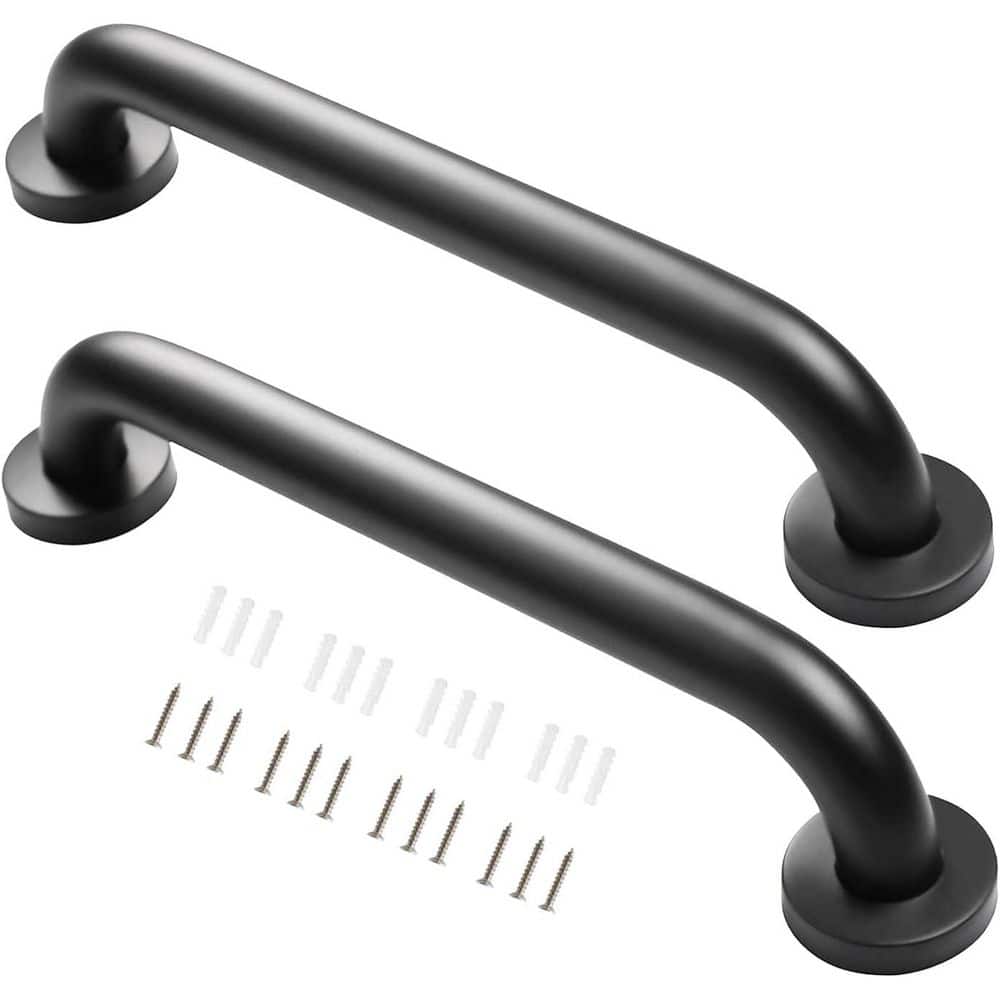 Rustic Pipe Hand Rail Safety Handle Bar Iron Black 2-Pack 16 in. Stairway Deck Banister Indoor Outdoor price history on PriceWatchPro