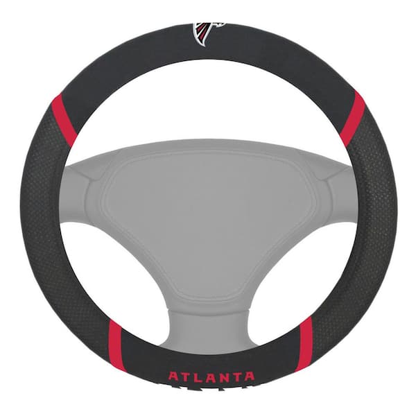 FANMATS NFL - Atlanta Falcons Embroidered Steering Wheel Cover in Black - 15in. Diameter