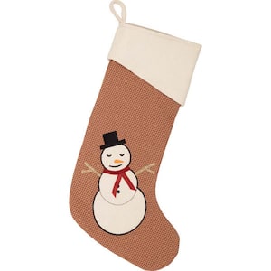 20 in. Let It Snow Apple Red Farmhouse Christmas Decor Stocking