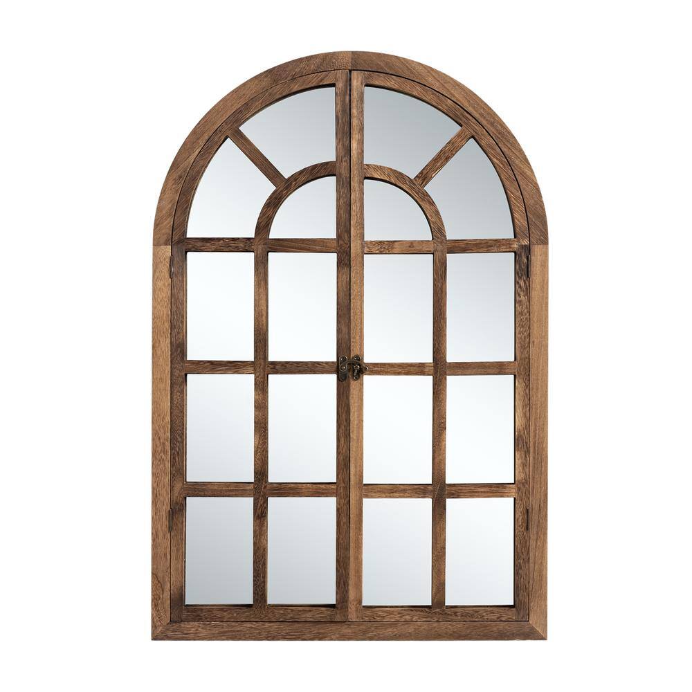 36 in. W x 24 in. H Classic Arched Wood Framed Wall Mirror With Opening Doo