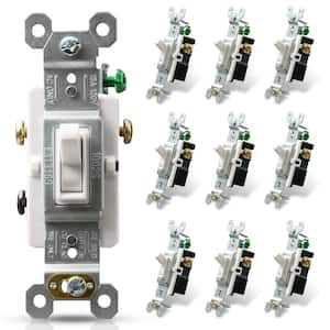 15 Amp 120-Volt 3-Way Toggle Switch, White (10-Pack)