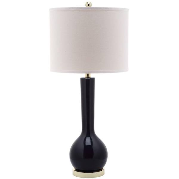 Safavieh Mae 30.5 in. Navy Long Neck Table Lamp with White Shade