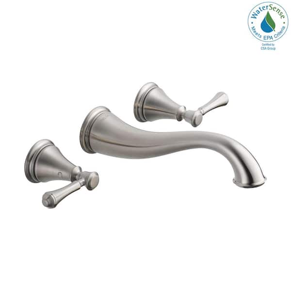 Delta Cassidy 2-Handle Wall Mount Bathroom Faucet Trim Kit in Stainless [Valve Not Included]