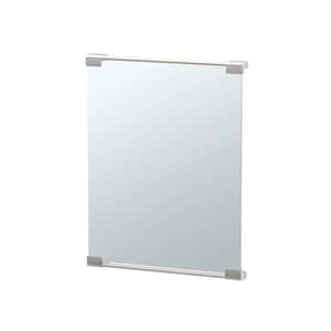 Fixed 20 in. W x 25 in. H Framed Rectangular Bathroom Vanity Mirror in Satin Nickel