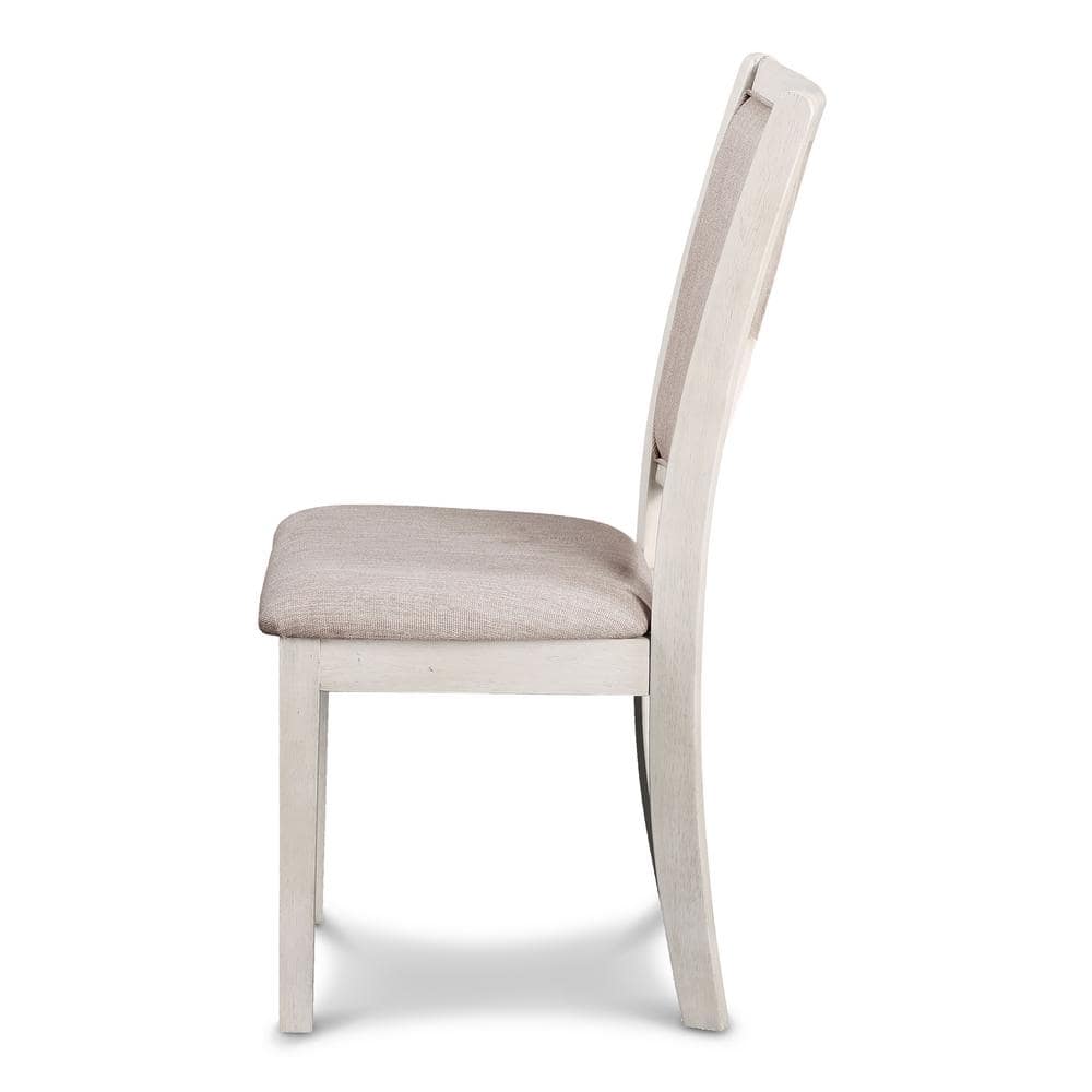 Bisque Upholstered Solid Wood Dining Chair with Cross Back (Set of 2)