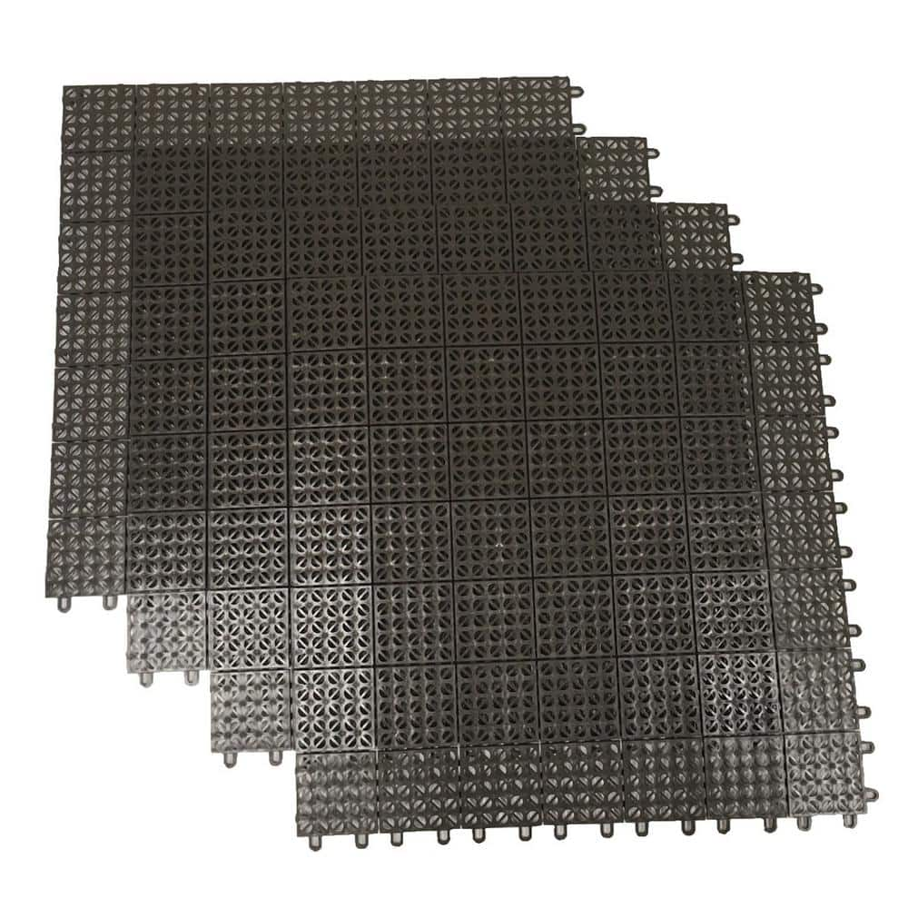 RSI Brown Regenerated 22 in. x 22 in. Polypropylene Interlocking Floor ...