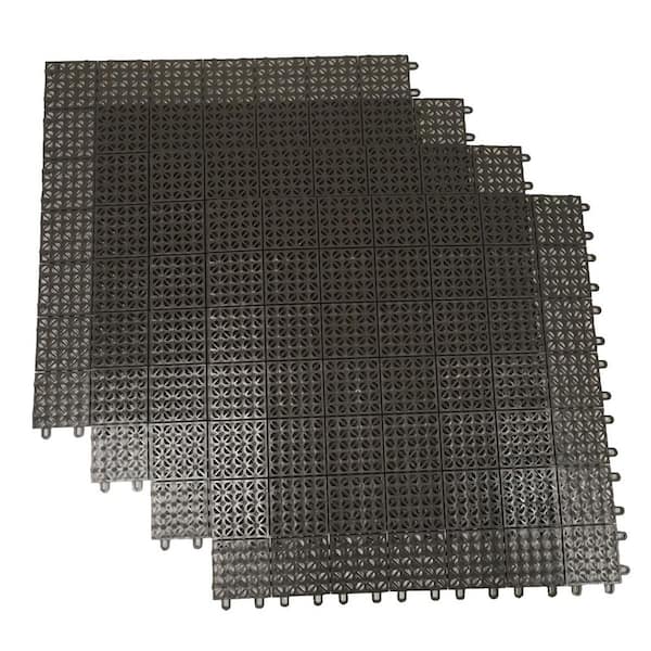 RSI Brown Regenerated 22 in. x 22 in. Polypropylene Interlocking Floor Mat System (Set of 4 Tiles)