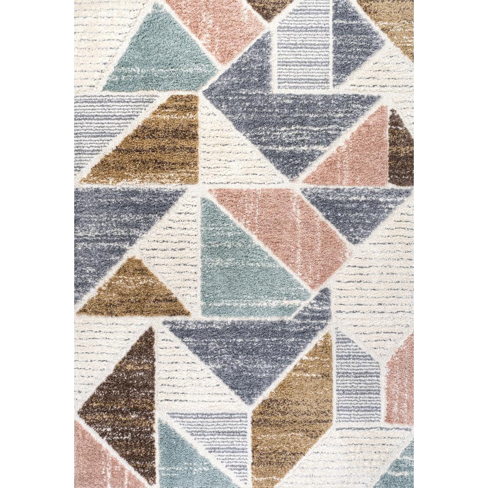 Ivory Geometric Synthetic Flat Woven Reversible Area Rug