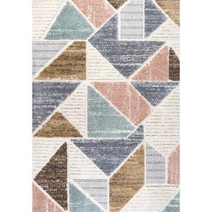 Aileen Multi 3 ft. x 5 ft. Geometric Scandi Colorblock Carved Area Rug