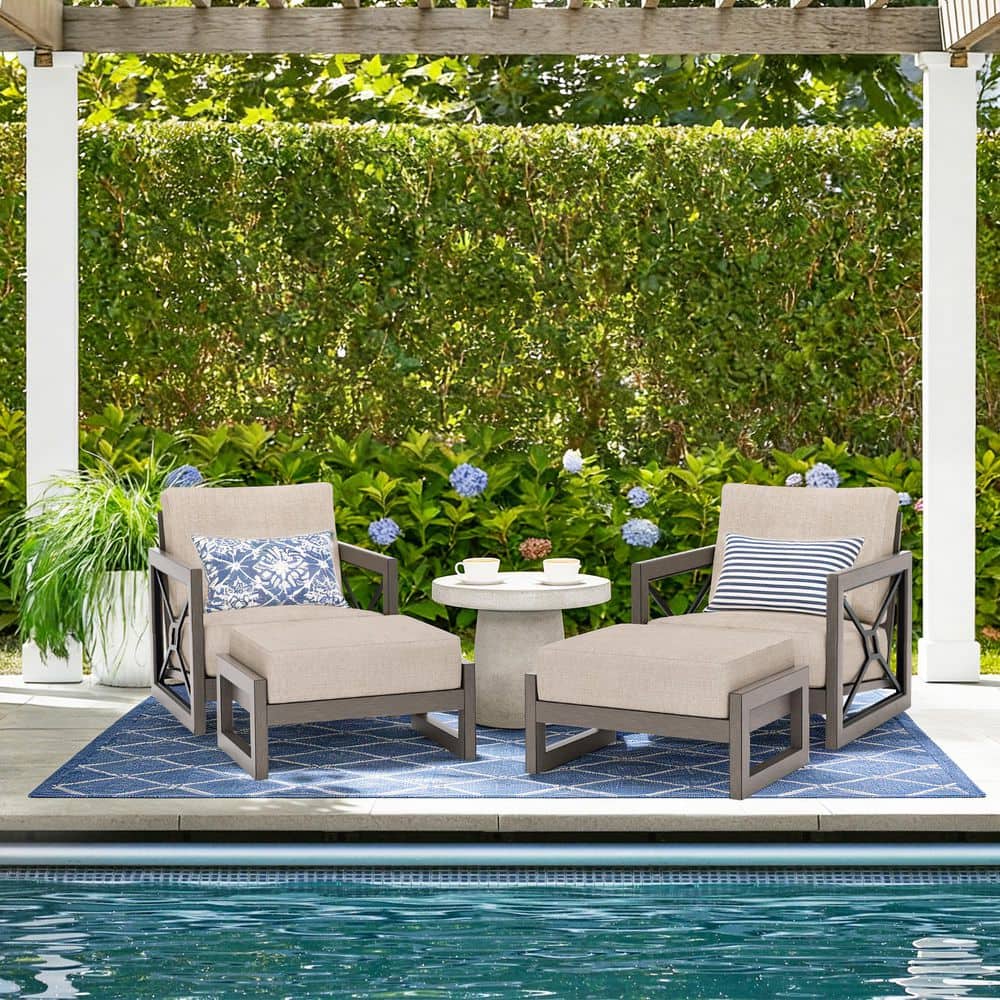 Marindo 4-Piece Aluminum Patio Conversation Set with Cushions and Ottomans price history on PriceWatchPro