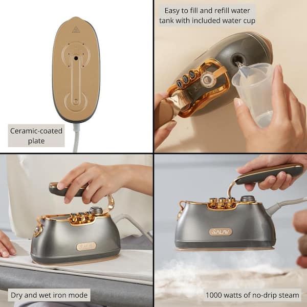 Retro Edition Duopress Steamer and Iron with Ceramic Coated Plate, Titanium