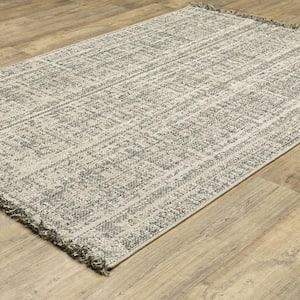 Gables Beige 7 ft. x 9 ft. Solid Distressed Polypropylene Indoor/Outdoor Area Rug