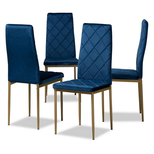 Baxton Studio Blaise Navy Blue And Gold, Navy Blue Dining Chairs Set Of 4