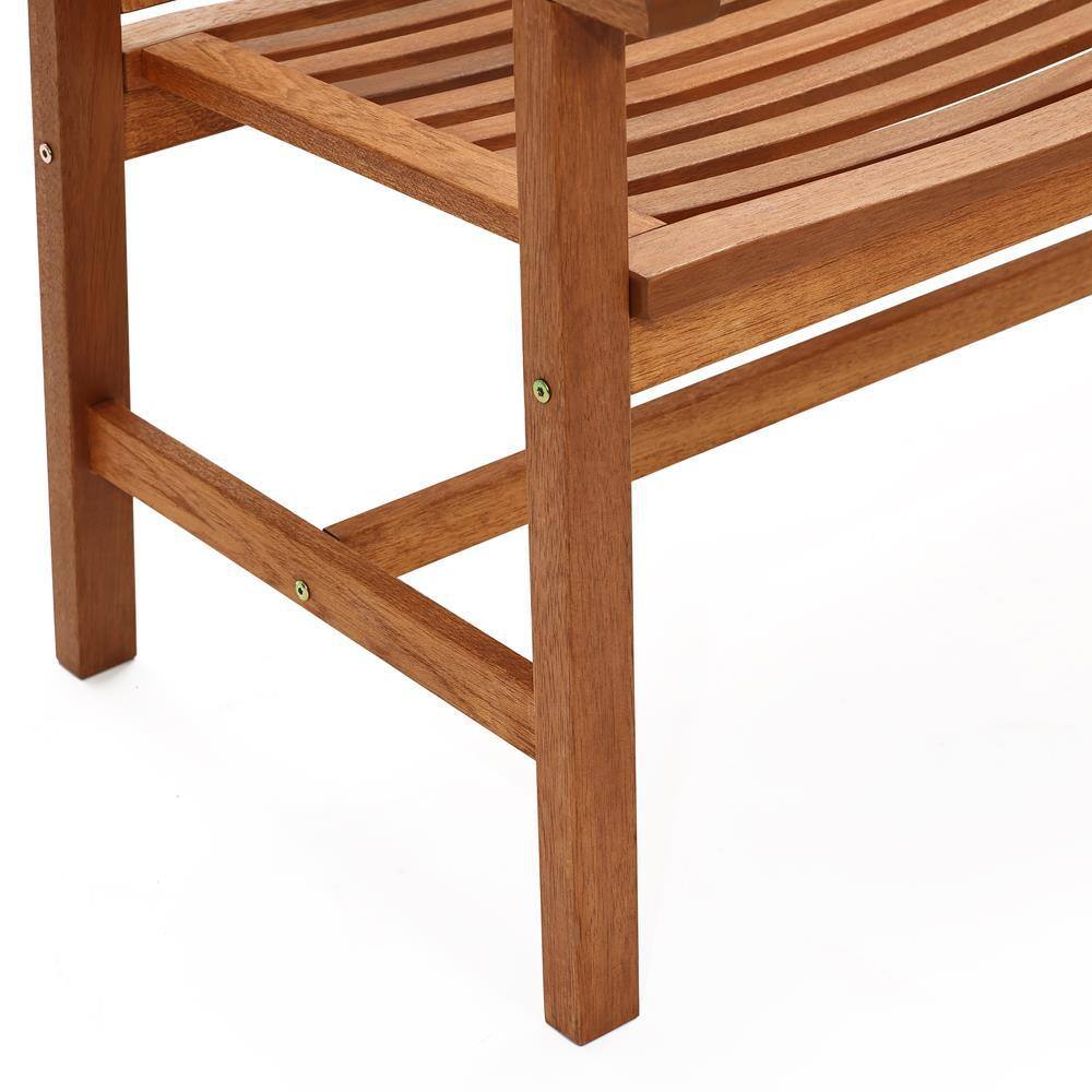 Natural Teak Finish Solid Wood Outdoor Loveseat Bench