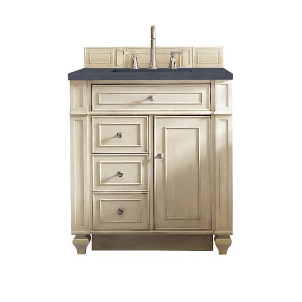 James Martin Vanities Bristol 30 in. W x 23.5 in. D x 34 in. H Single Bath Vanity in Vintage Vanilla with Quartz Top in Charcoal Soapstone