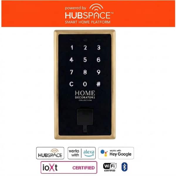 Touchscreen Brushed Gold Electronic Single Cylinder Deadbolt Wi-Fi Enabled Powered by Hubspace