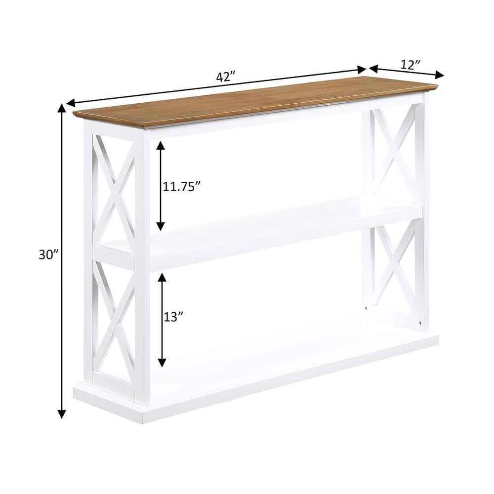 Coventry Driftwood and White Solid Wood Console Table with Shelves