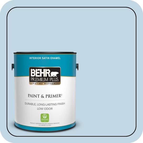 BEHR PREMIUM PLUS 1 gal. #S500-1 Distant Shore Satin Enamel Low Odor Interior Paint & Primer